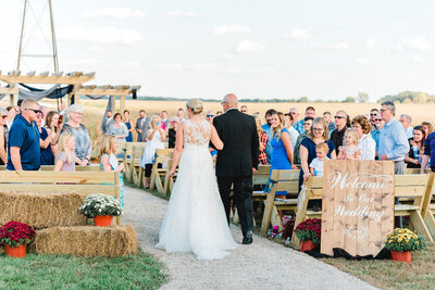 wedding ceremony at the rustic barn venue Iowa