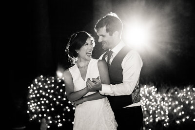 Newlyweds dance in the spotlight