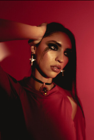 Guest Ashley in black top with pink shimmery makeup by MaKall