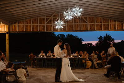 Rendering of mid-century modern wedding venue interior view