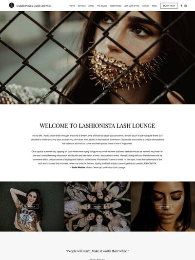 lash extensions website design