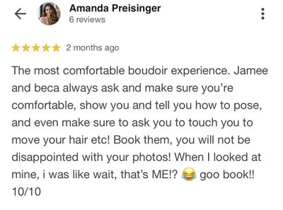 Google review for Beca Bruner Photo