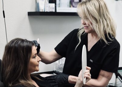 lady receiving wellness services in home