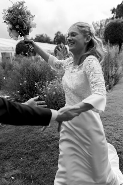 Candid bridal portrait at Brickwall House, Kent