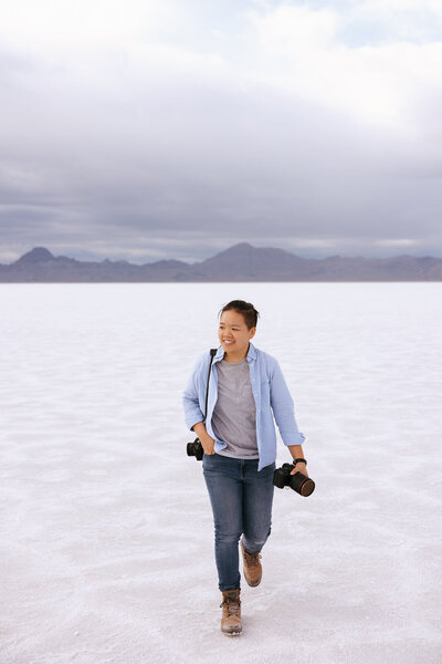 Yosemite Elopement Photographer, smiling, as she walks in the 