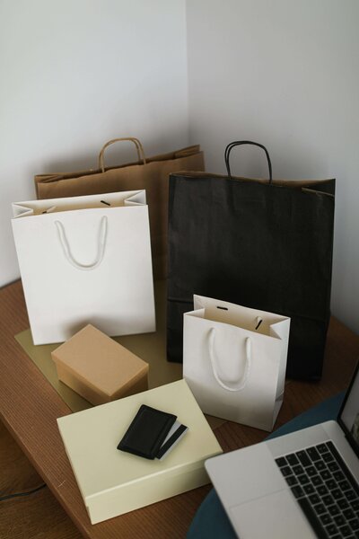 several shopping bags and technology