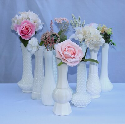 milk glass vases white