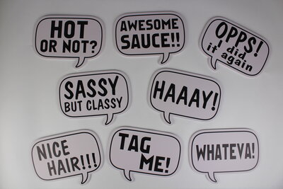 Speech bubble photo booth props for events in Vancouver