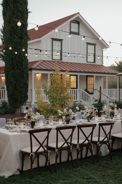 Wedding reception outdoors at the Inn at Mattei's Tavern in Los Olivos
