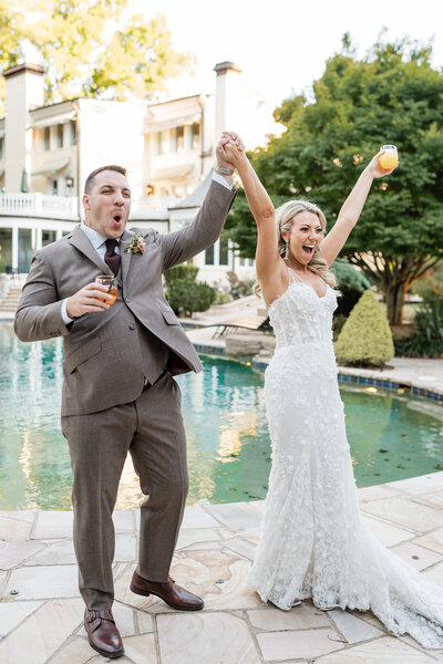 couple cheering at cherokee dock