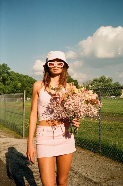 woman holding a bouquet