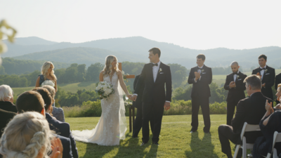 Husband and wife elope in a field in Virginia