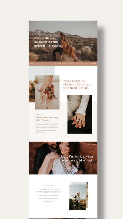 Bailey Showit template homepage example