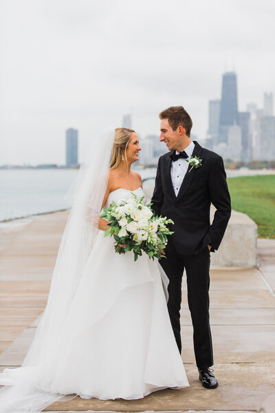 The lakefront at Fullerton has beautiful skyline views of Chicago.