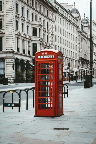 Classic red phone booth in London