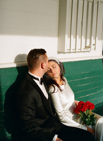 Seattle Washington ferry wedding photographed on 120 film
