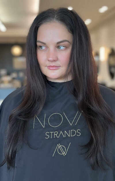Deep brunette client before extensions