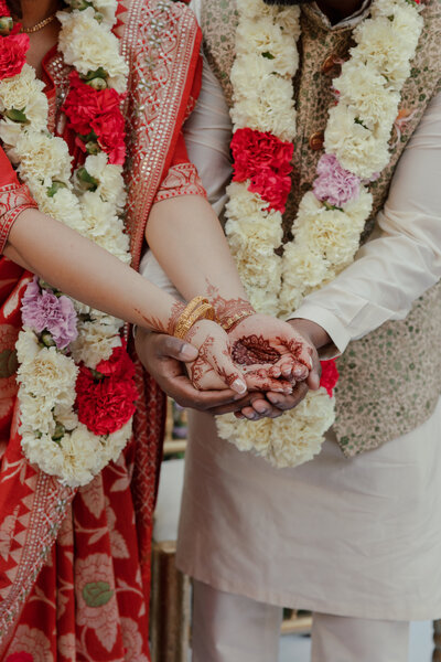 Bride and Groom tied together at Indian Hindu Wedding in Los Angeles