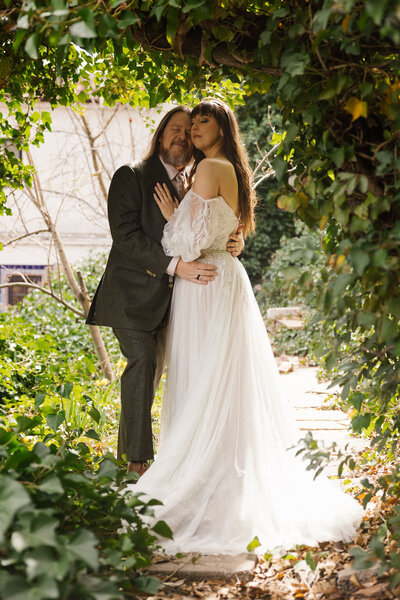 bride and groom enjoying a quiet moment