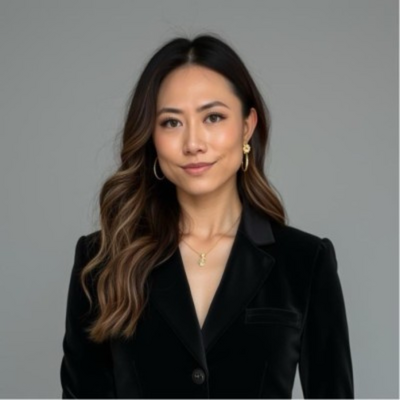 Rachel smiles for a portrait