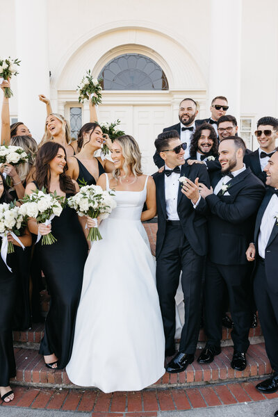 bride and groom celebrating wedding at the sf golf club in san francisco