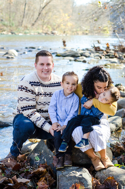 Fall family photos near river
