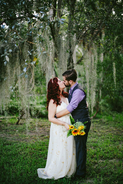 Bride-Groom-Kissing-Wilton-Manors-Elopement-Tiny-House-Photo