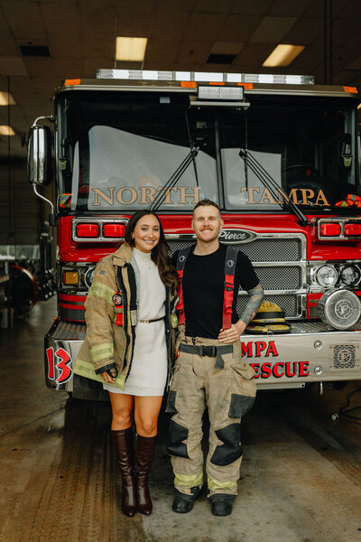 Tampa Fire Rescue Garage Engagement Photography Videography Tampa Florida