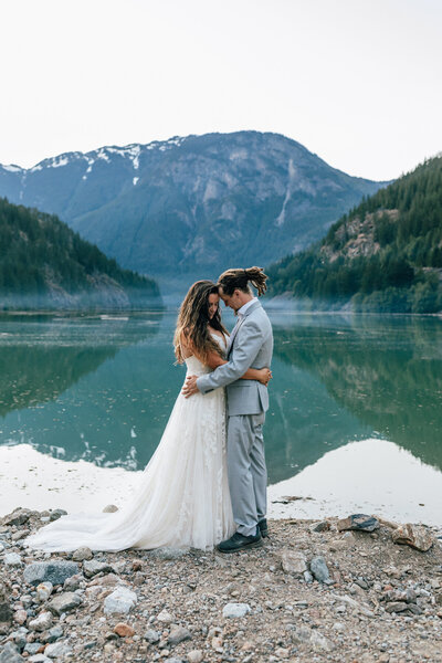 A North Cascades National Park Elopement at Lake Diablo in Washington State.