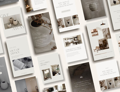 Earthy Instagram templates for interior designers