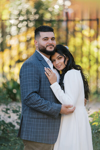 Couple smiling at Rodin Museum Philadelphia