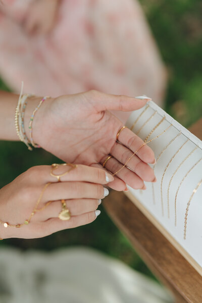 Orange County permanent jewelry brand photoshoot, branding photoshoot for boutique