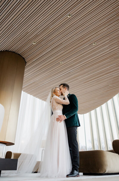 bride and groom wedding at Tom Patterson Theatre