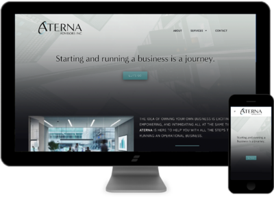 Client Gallery thumbnail image on a desktop computer monitor & a mobile phone. Custom website for Aterna Advisors Inc.