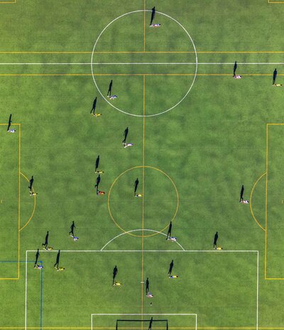 aerial photo of soccer game