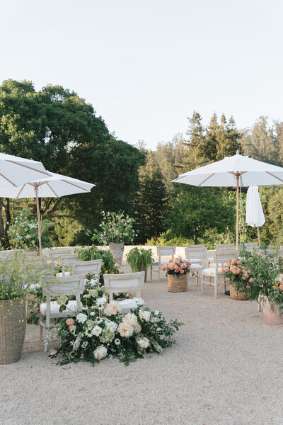 European inspired white, pink and green floral luxury design at a wedding in Carmel, CA captured by a high-end wedding photographer MVF Portraits