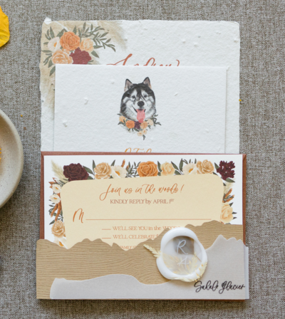 wedding invitations with pet portrait