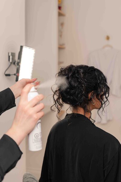 women getting hair styled