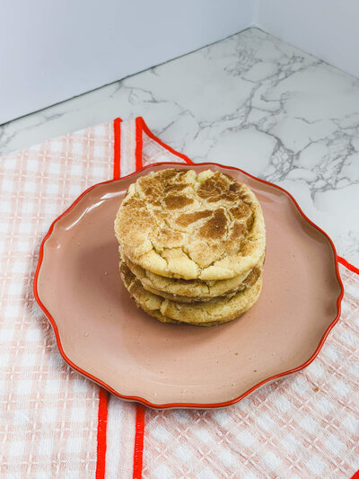Cinnamon-sugar dusted snickerdoodle cookies, freshly baked daily.