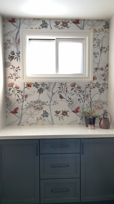 Featuring custom bookshelves, ceiling wallpaper, and furniture selection designed by Just Design Resources