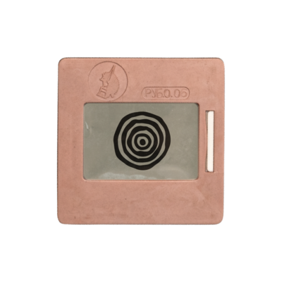 Projector slide with a spiral flash tattoo style drawing