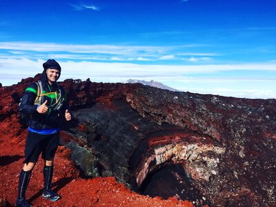 Therapist hiking red rock