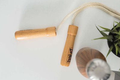 Jumping rope with wooden handles