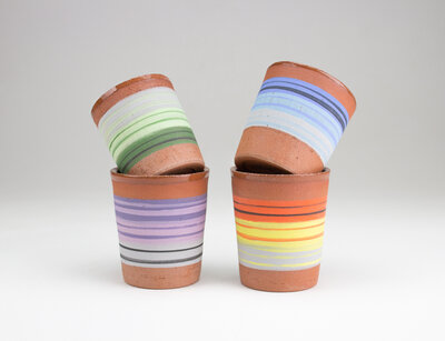 Colorful Zarape inpsired stacking ceramic cups