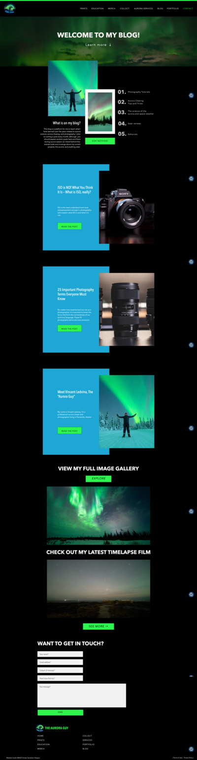 Aurora Guy  Showit website blog page