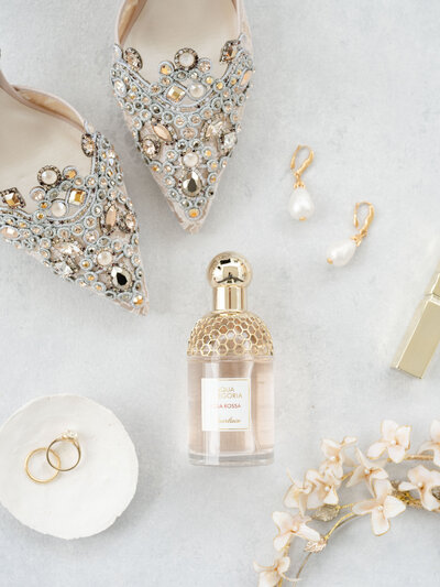 Luxury wedding bride details. Perfume, Rene ca