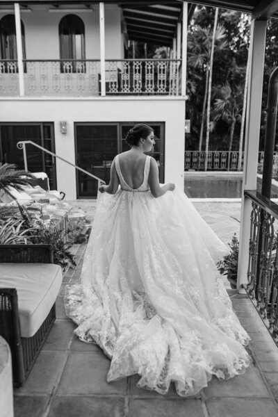 bride and groom with bouquet