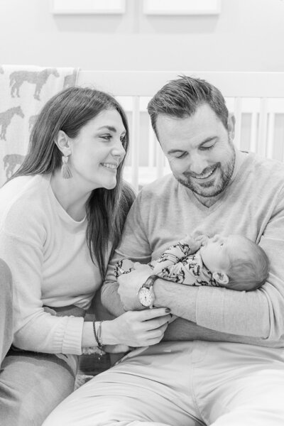 family of 3 during their family photoshoot at their home in Reston, VA, taken by a Fairfax, Virginia photographer