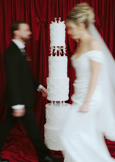 Vintage wedding cake film inspired wedding photo 