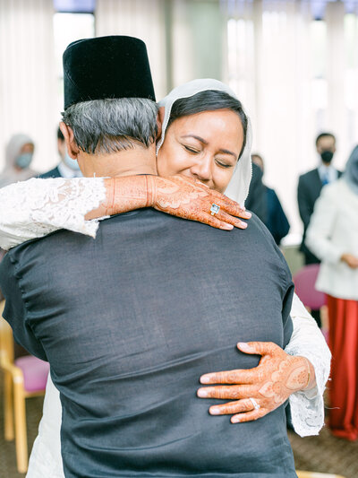 Bride and her father at London wedding ceremony